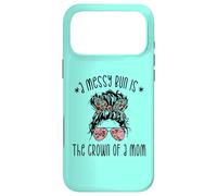 Funny Messy Bun Saying for New Mama and Leopard Mom Coque pour iPhone 17 Pro Max