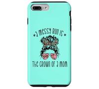 Funny Messy Bun Saying for New Mama and Leopard Mom Coque pour iPhone 7 Plus/8 Plus