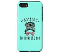 Funny Messy Bun Saying for New Mama and Leopard Mom Coque pour iPhone SE (2020) / 7/8