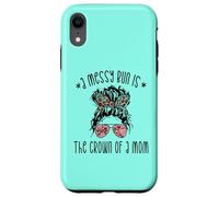 Funny Messy Bun Saying for New Mama and Leopard Mom Coque pour iPhone XR