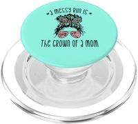Funny Messy Bun Saying for New Mama and Leopard Mom PopSockets PopGrip pour MagSafe