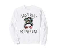 Funny Messy Bun Saying for New Mama and Leopard Mom Sweatshirt