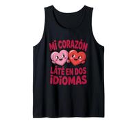 Funny Mi Corazon Late en Dos Idiomas Bilingual Hearts Débardeur