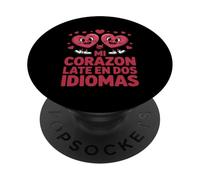 Funny Mi Corazon Late en Dos Idiomas Bilingue PopSockets PopGrip Adhésif