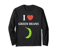 Funny Minimalist Vegetable Simple i Love Green Beans Manche Longue