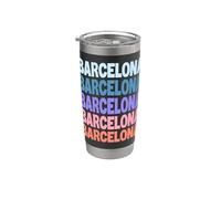Funny Modern Repeated Text Design Barcelona Spain Gobelet isotherme en acier inoxydable double paroi