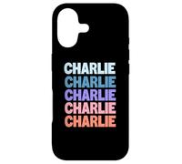 Funny Modern Repeated Text Design Charlie Coque pour iPhone 17