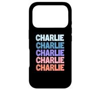 Funny Modern Repeated Text Design Charlie Coque pour iPhone 17 Pro