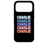 Funny Modern Repeated Text Design Charlie Coque pour iPhone 17 Pro Max