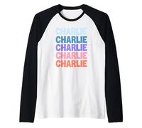 Funny Modern Repeated Text Design Charlie Manche Raglan