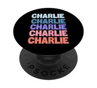 Funny Modern Repeated Text Design Charlie PopSockets PopGrip Adhésif