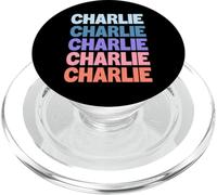 Funny Modern Repeated Text Design Charlie PopSockets PopGrip pour MagSafe