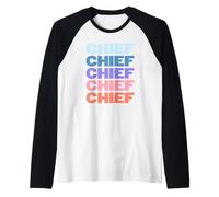 Funny Modern Repeated Text Design Chief Grandpa Granddad Manche Raglan