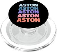 Funny Modern Repeated Text Design First Name Aston PopSockets PopGrip pour MagSafe