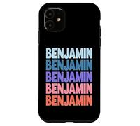 Funny Modern Repeated Text Design First Name Benjamin Coque pour iPhone 11