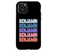 Funny Modern Repeated Text Design First Name Benjamin Coque pour iPhone 11 Pro