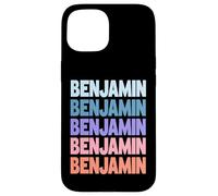 Funny Modern Repeated Text Design First Name Benjamin Coque pour iPhone 15