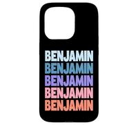 Funny Modern Repeated Text Design First Name Benjamin Coque pour iPhone 15 Pro