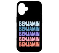 Funny Modern Repeated Text Design First Name Benjamin Coque pour iPhone 16