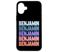 Funny Modern Repeated Text Design First Name Benjamin Coque pour iPhone 16 Plus