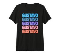 Funny Modern Repeated Text Design First Name Gustavo T-Shirt Haut de Gamme