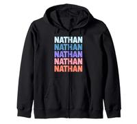 Funny Modern Repeated Text Design First Name Nathan Sweat à Capuche
