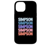 Funny Modern Repeated Text Design Last Name Simpson Coque pour iPhone 14