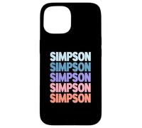 Funny Modern Repeated Text Design Last Name Simpson Coque pour iPhone 15