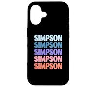 Funny Modern Repeated Text Design Last Name Simpson Coque pour iPhone 16