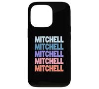 Funny Modern Repeated Text Design Mitchell Coque pour iPhone 13 Pro