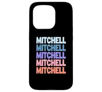 Funny Modern Repeated Text Design Mitchell Coque pour iPhone 15 Pro