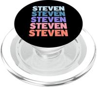 Funny Modern Repetitive Text Design First Name Steven PopSockets PopGrip pour MagSafe