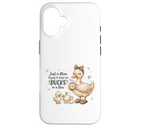 Funny Mom Just a Mom Trying to Keep Her Ducks Humor Coque pour iPhone 16