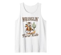 Funny Mom Riding. Western Cowboy Mama Wranglin Feral Kids Débardeur