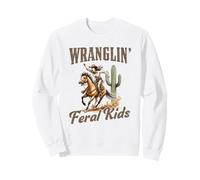 Funny Mom Riding. Western Cowboy Mama Wranglin Feral Kids Sweatshirt