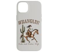 Funny Mom Riding. Western Cowboy Mama Wranglin' Kids Coque pour iPhone 14 Plus