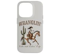 Funny Mom Riding. Western Cowboy Mama Wranglin' Kids Coque pour iPhone 14 Pro