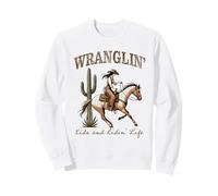 Funny Mom Riding. Western Cowboy Mama Wranglin' Kids Sweatshirt