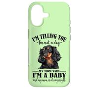 Funny Mom Says Im A Baby Black Long Haired Dachshund Lover Coque pour iPhone 17