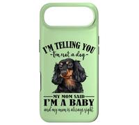 Funny Mom Says Im A Baby Black Long Haired Dachshund Lover Coque pour iPhone Air