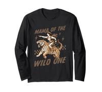 Funny Mom Tiger Riding. Western Cowboy Mama of The Wild One Manche Longue