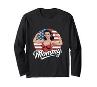Funny Mommy Vintage Pinup Flexing Americana Manche Longue