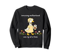 Funny Moms Who Love Coffee Mother's Day Goose Mom Cafe Vibe Sweatshirt