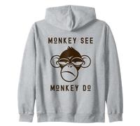 Funny Monkey See Monkey Do Cute Monkey Primate Chimpanzé Sweat à Capuche