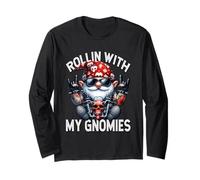 Funny Motorcycle GNOME for Biker Dad Rollin with My Gnomies Manche Longue