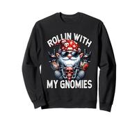 Funny Motorcycle GNOME for Biker Dad Rollin with My Gnomies Sweatshirt