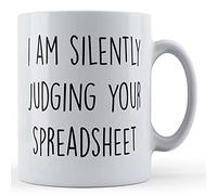 Funny Mug Mug cadeau pour collègue, travail, bureau, juger silencieusement votre feuille de calcul, blanc