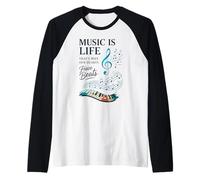 Funny Music is Life Thats Why Our Hearts Have Beats Piano Manche Raglan