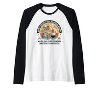 Funny My BBQ Skills are Legendary, Summer Grilling Humour Manche Raglan