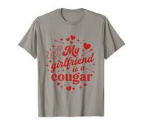 Funny My Girlfriend is a Cougar Retro Heart Valentine T-Shirt